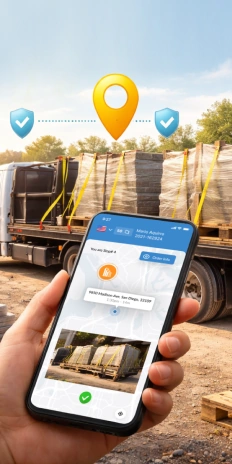 Mobile app showing delivery tracking with GPS and photo proof